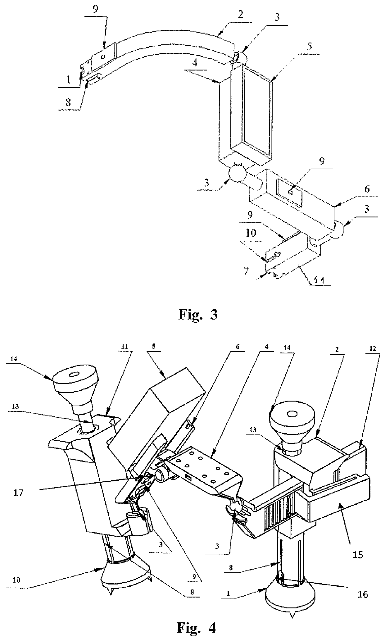 Device for measuring femur displacement and method of making orthopedic measurements during a surgical procedure to correct a damaged hip