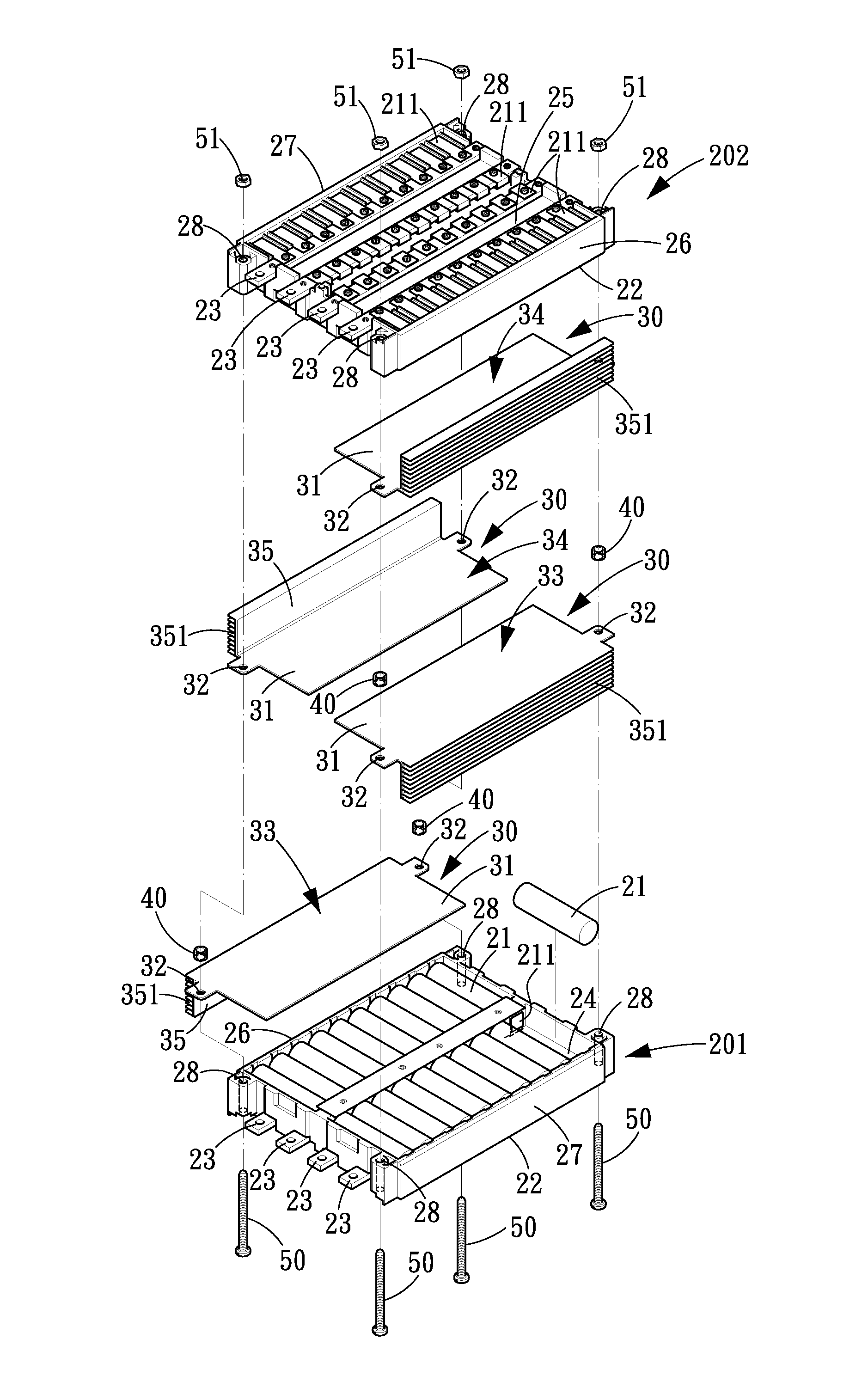 Battery pack with a heat dissipation structure