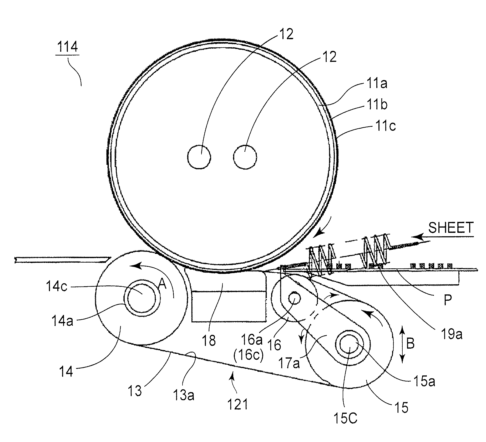 Image heating apparatus and image forming apparatus with displacing members for displacing other members of the apparatuses