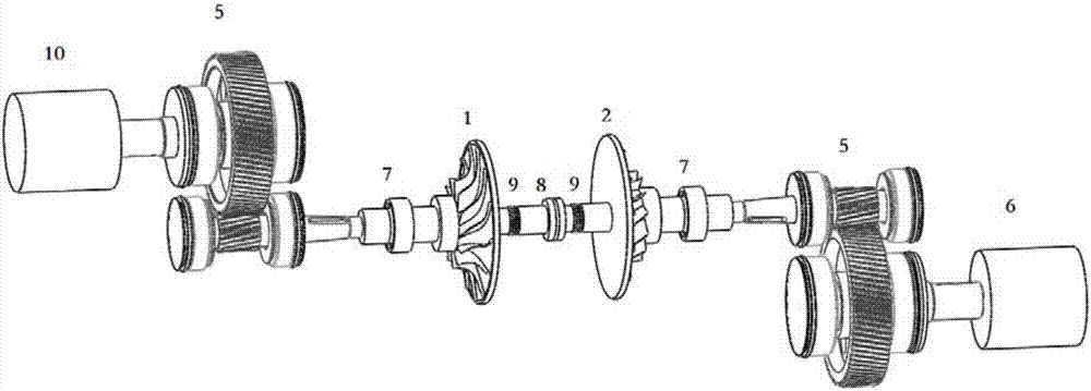 Supercritical carbon dioxide centrifugal compressor and radial-inward-flow turbine coaxial structure