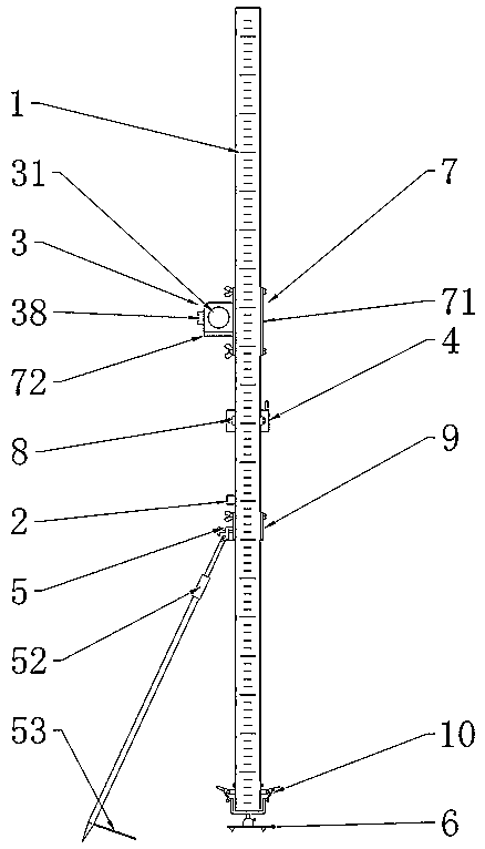 Integrated rapid level measuring device with ruler and meter