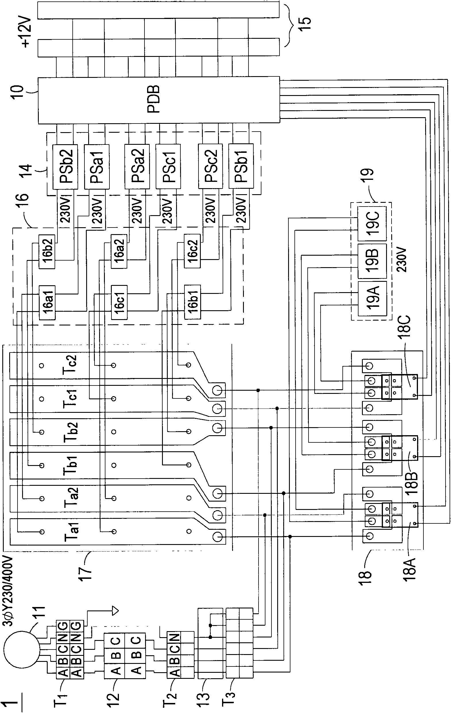 Power-supply distribution unit capable of accessing various three-phase power supplies and multi-type single-phase power supplies