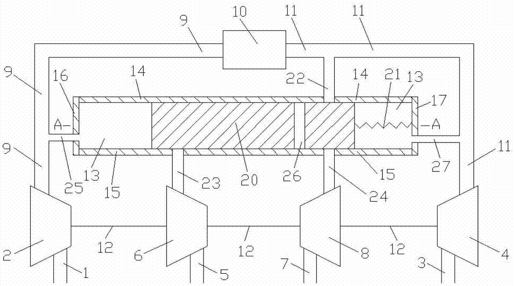 Pipeline system capable of controlling intake pressure and exhaust pressure synchronously and mainly