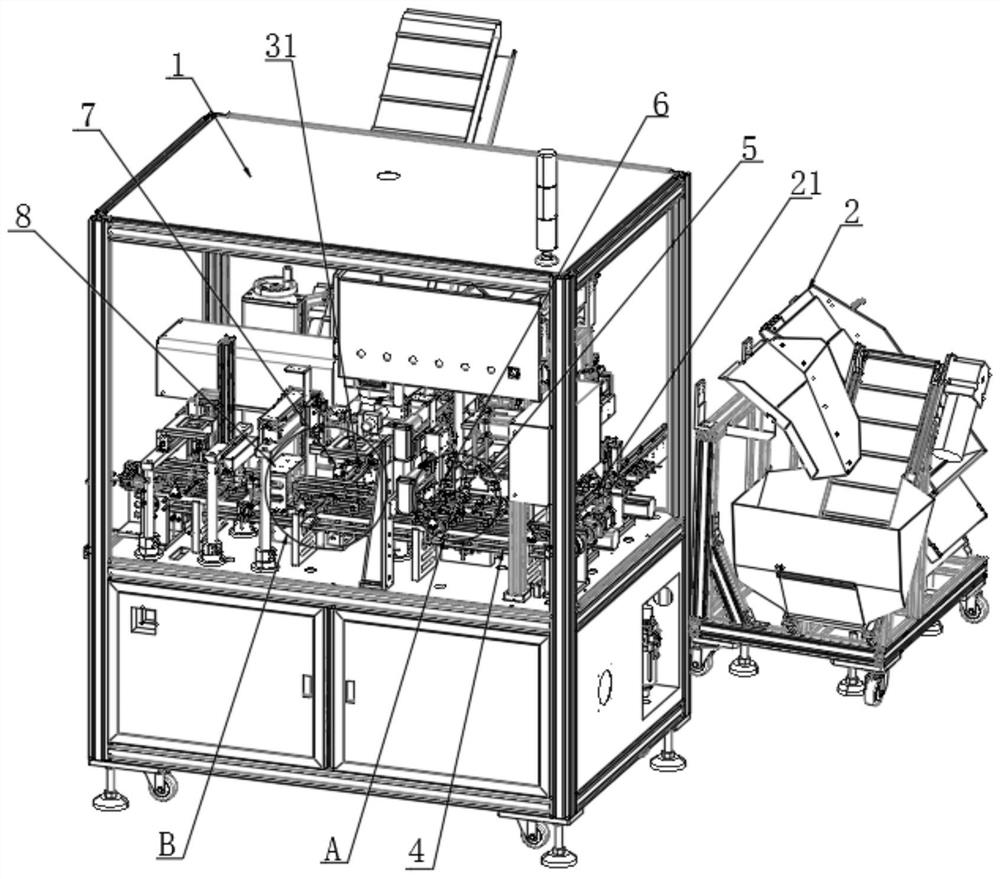 A medical reagent card automatic assembly machine