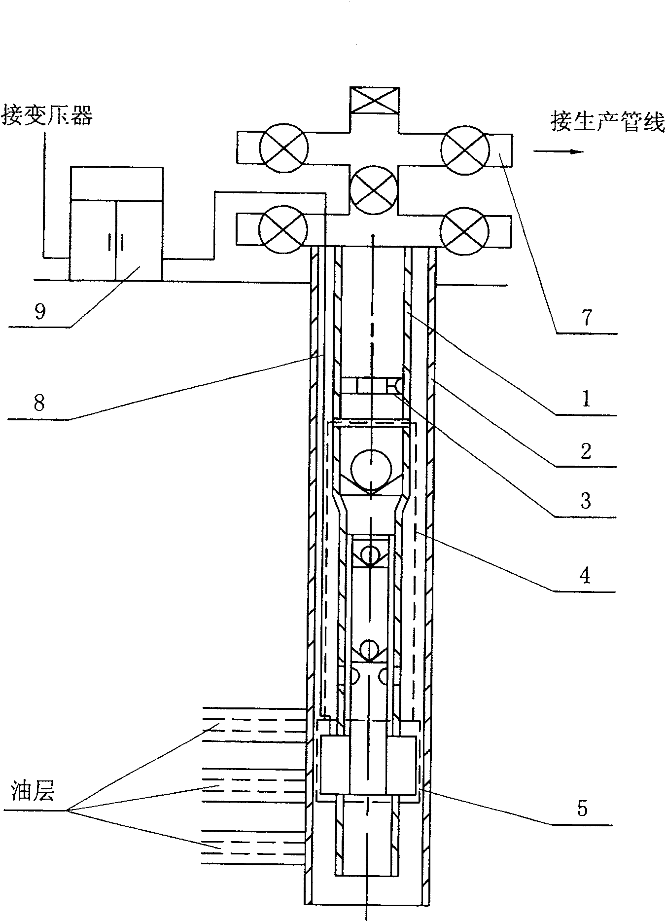 Oil production system of reciprocating submersible electric pump driven by sand-proof linear motor