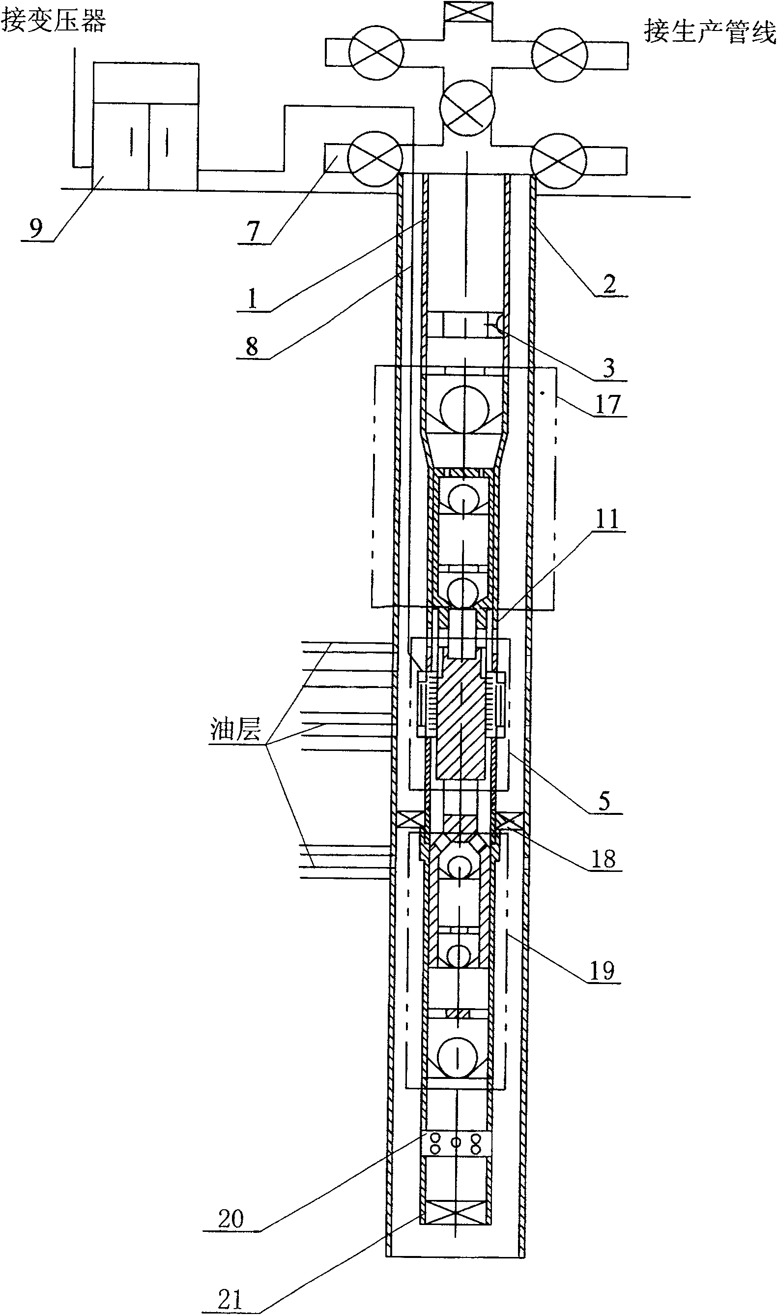 Oil production system of reciprocating submersible electric pump driven by sand-proof linear motor