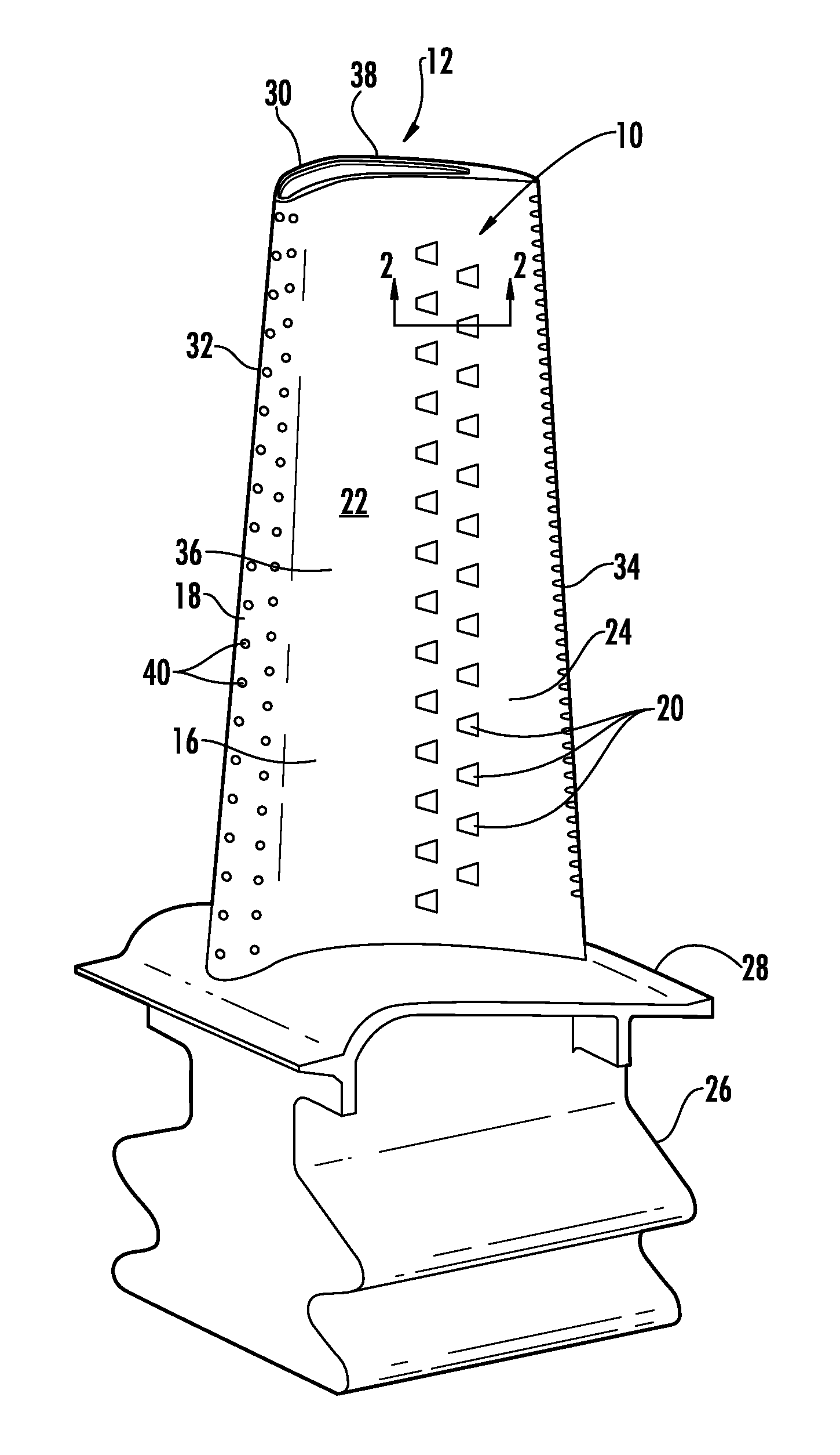 Turbine Airfoil Cooling System with Divergent Film Cooling Hole