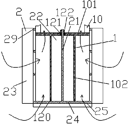 Water pumping device with sliding conical bearing and sliding sealing strip