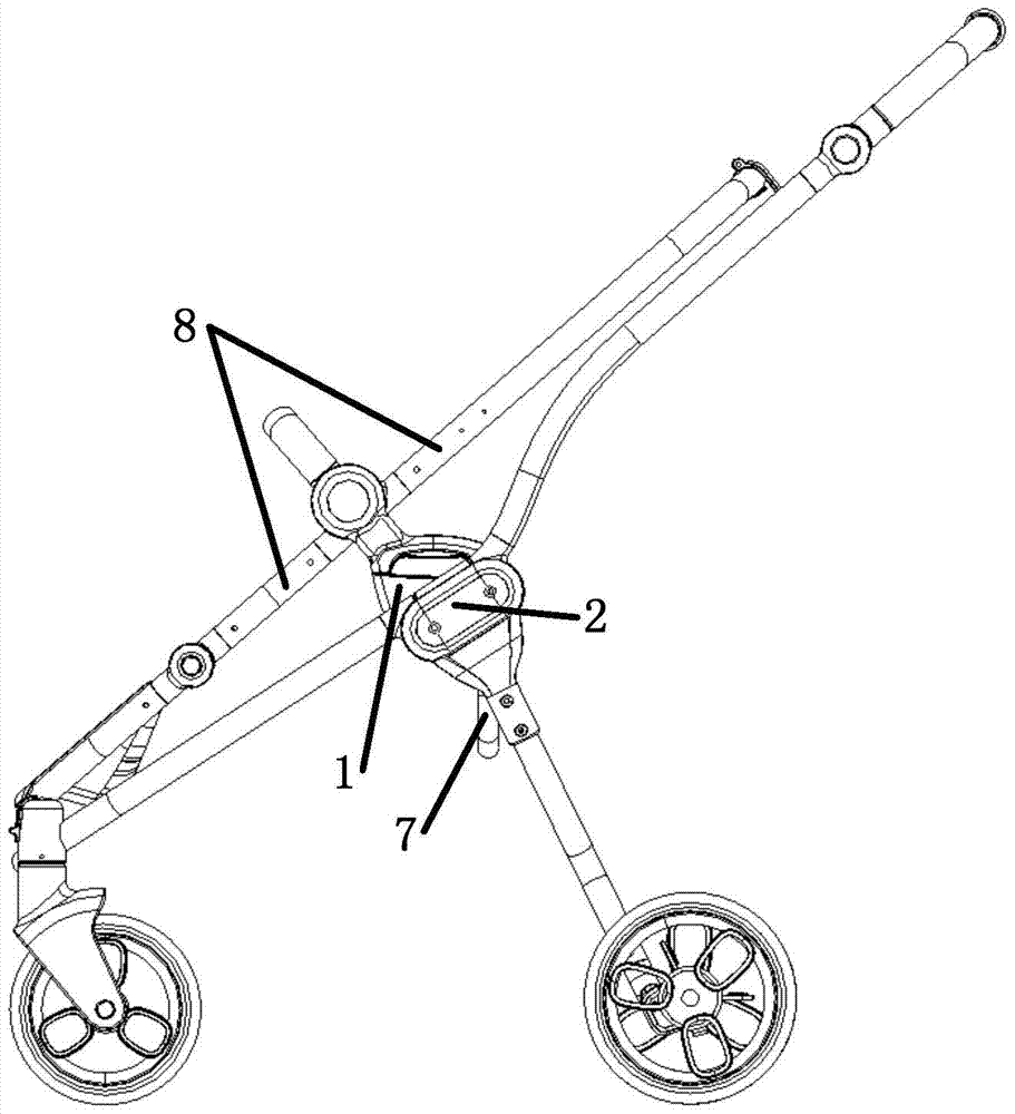 The locking mechanism of the stroller and the stroller