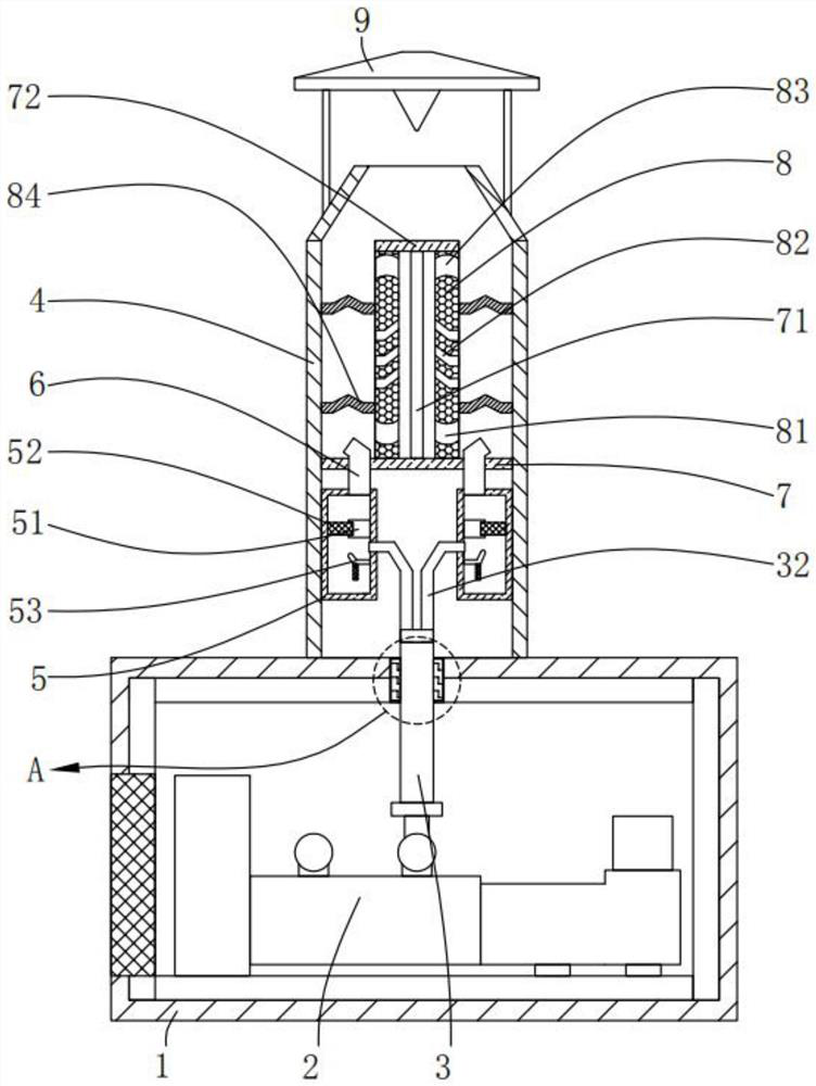 Semi-submerged marine generator with tail gas noise reduction structure
