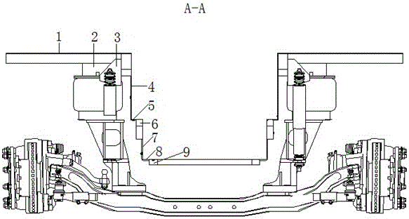 A fixed structure of the front air suspension of a two-stage stepping bus