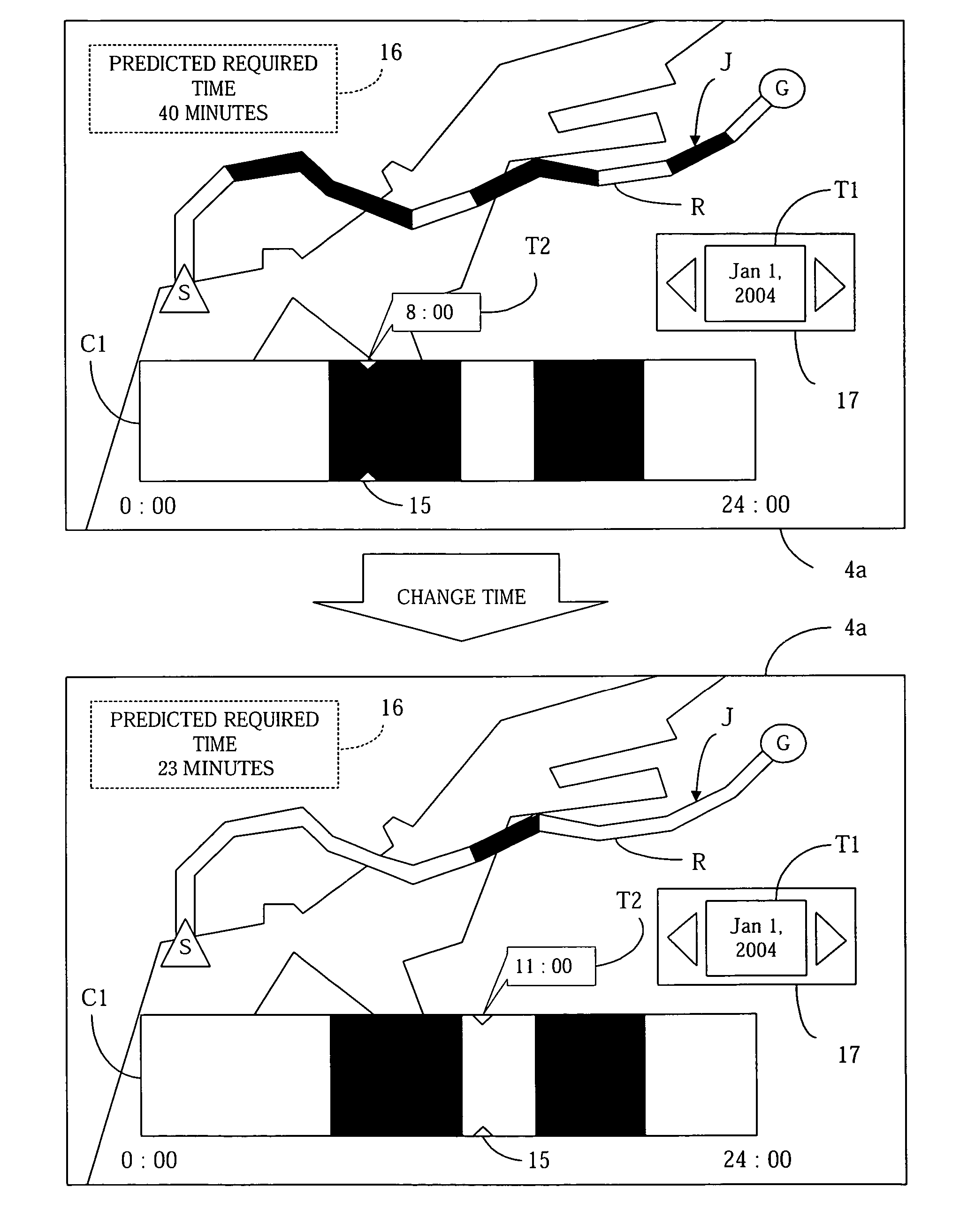 Navigation apparatus and method with traffic ranking and display