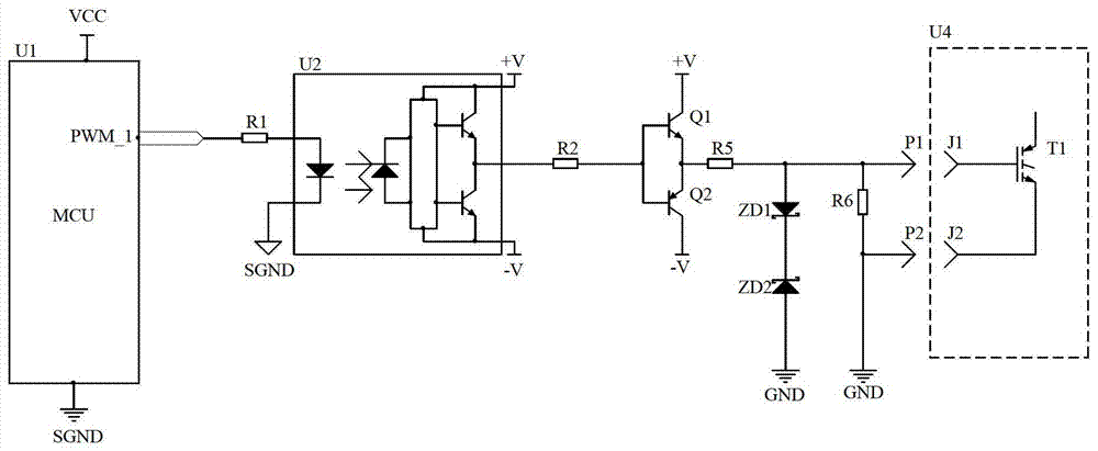 An igbt module gate drive resistance equivalent adjustment circuit