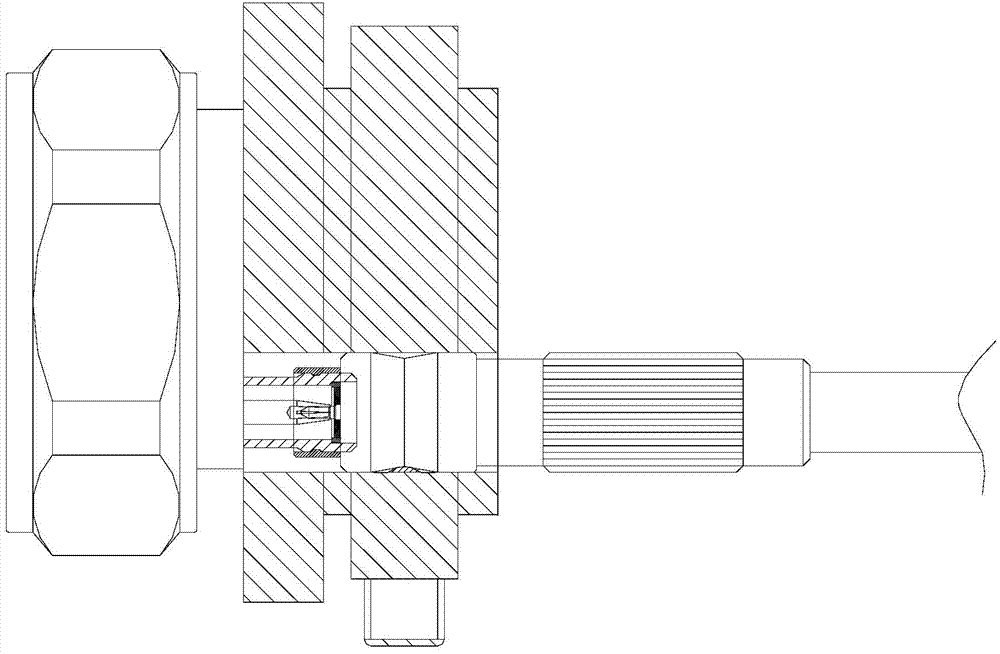 Bunched cable connecting socket, bunched cable connecting plug and bunched cable testing fixture