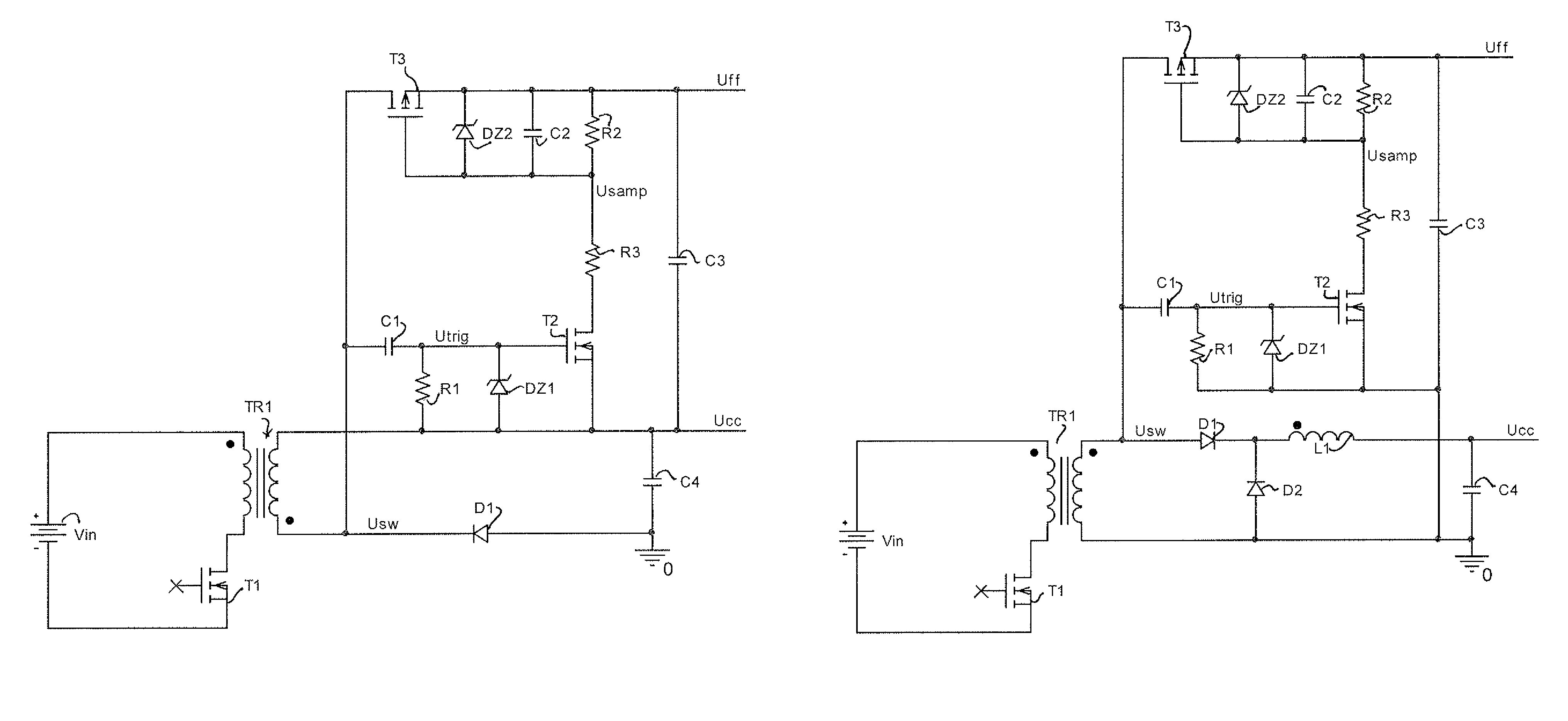 Power converter utilizing a RC circuit to conduct during the rising edge of the transformer voltage