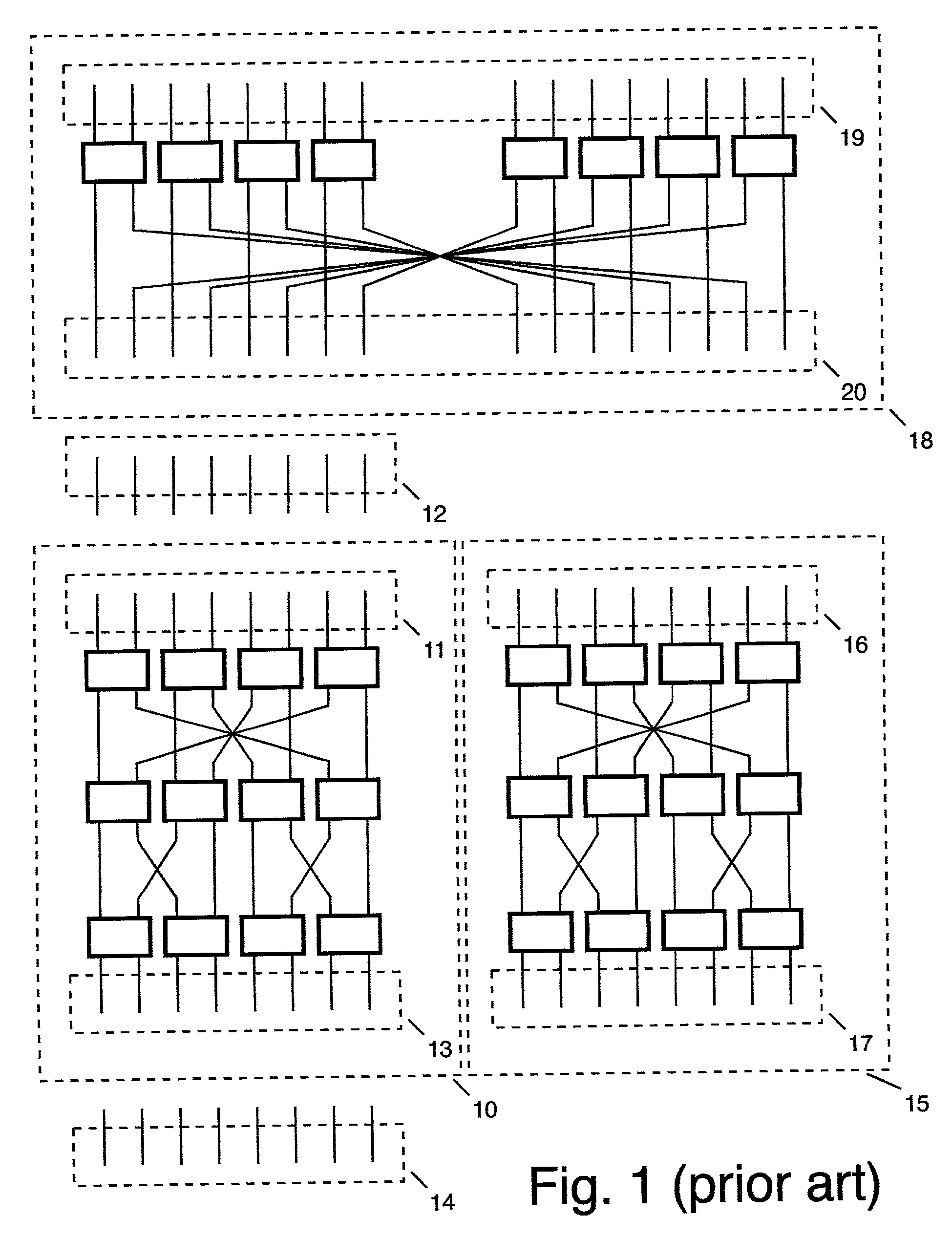 Width upgrade for a scalable switching network
