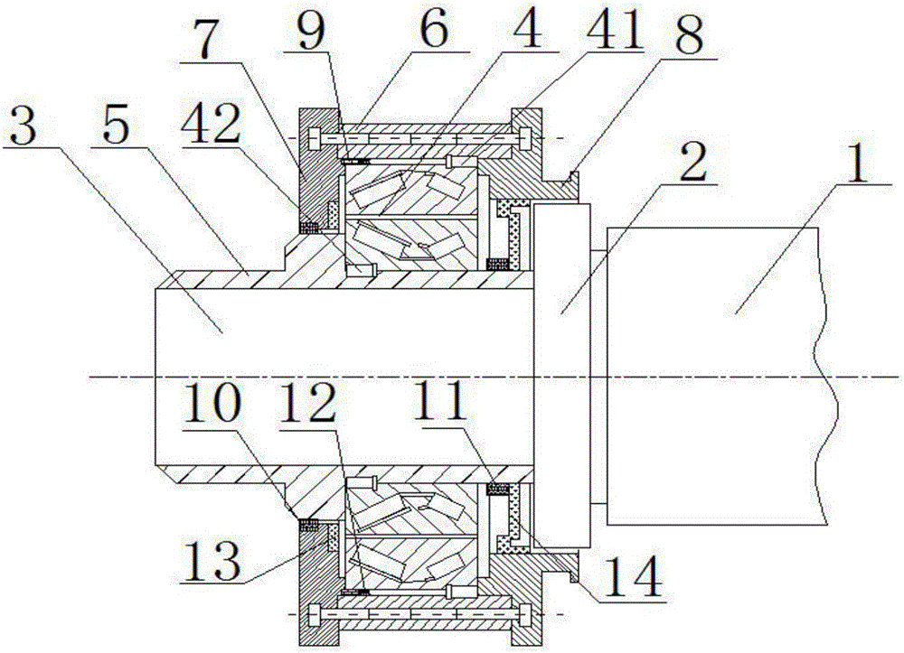 Bearing system on paper transferring roller of printing machine