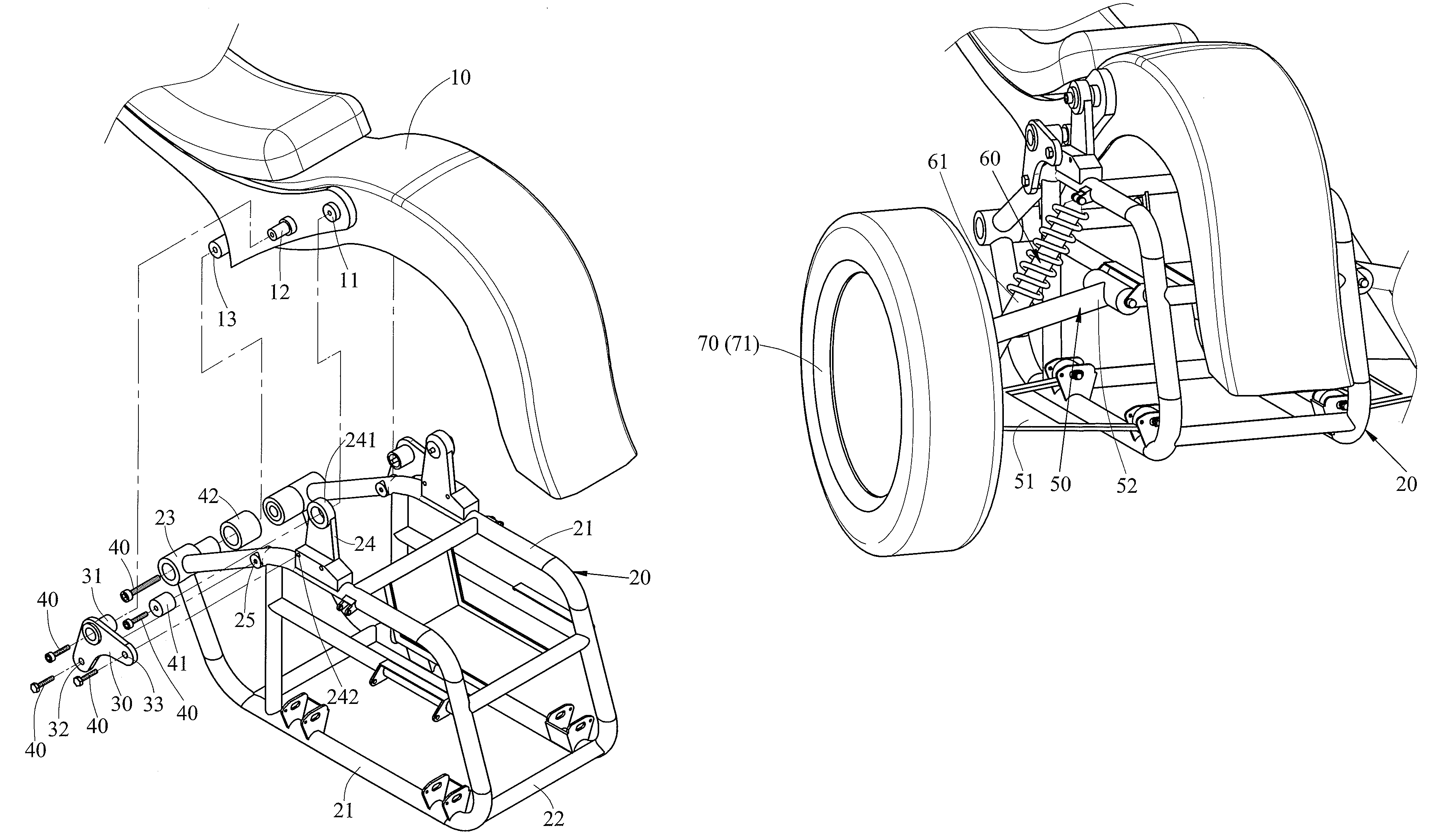 Rear Wheels Mounting Structure of Motorized Tricycle