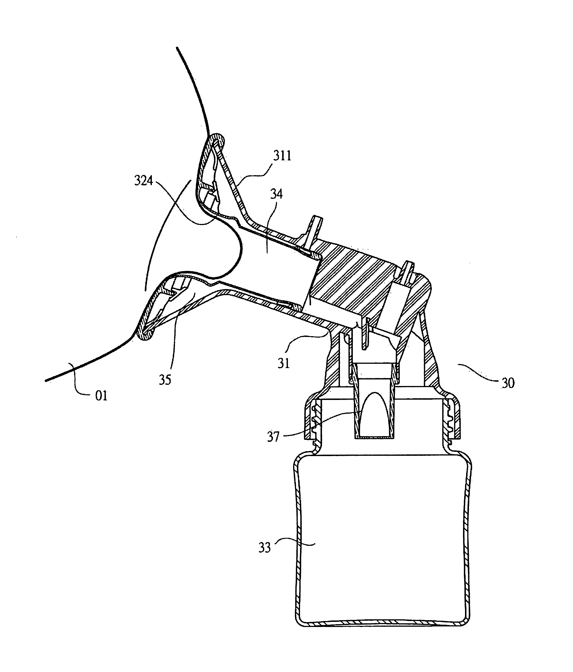 Milk expressing device capable of simulating a baby's suckling