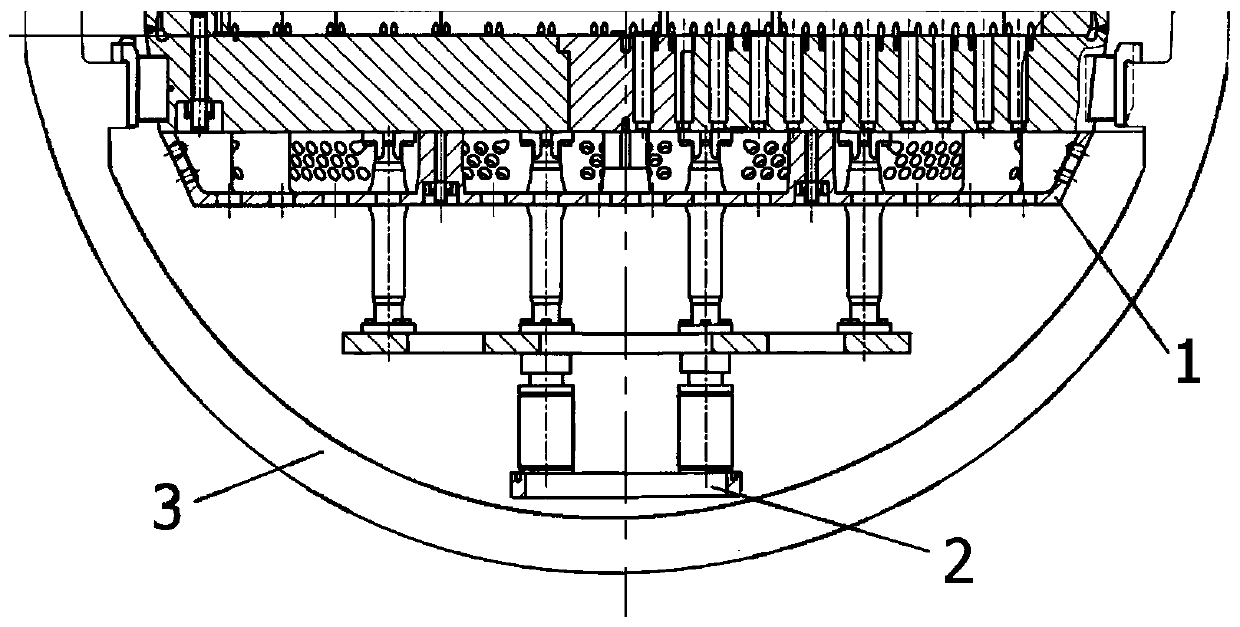 Nuclear power station reactor internals anti-breaking assembly bottom plate measuring method