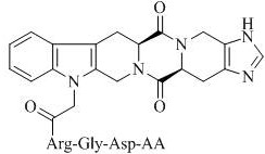 Hexacyclic piperazine dione modified with rgd sequence peptide, its preparation, antitumor activity and application