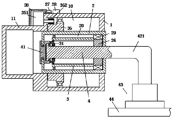 A plate surface processing device with a safety shield