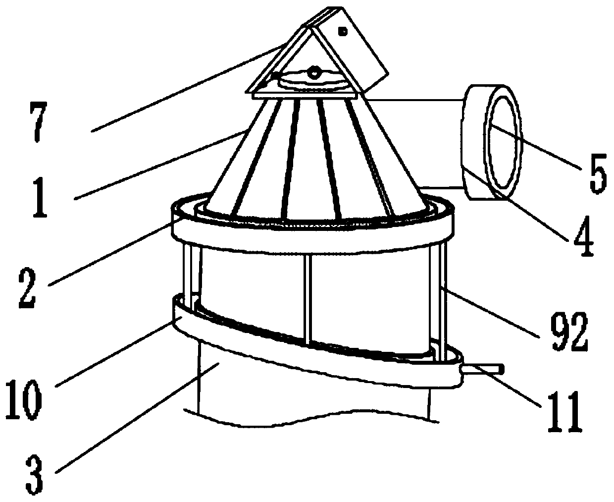 Novel geometrically symmetrical absorption tower flue gas outlet device