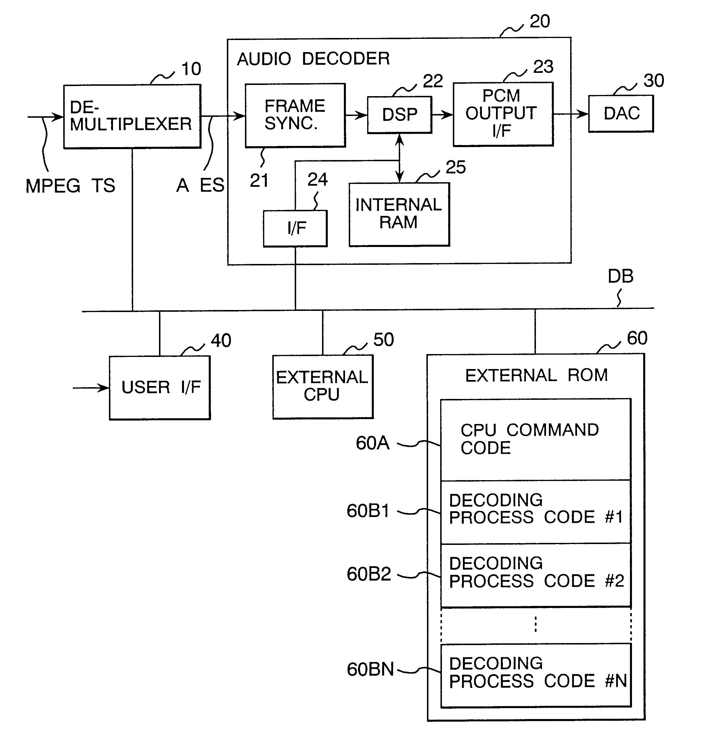 Multiplexed audio data decoding apparatus and receiver apparatus