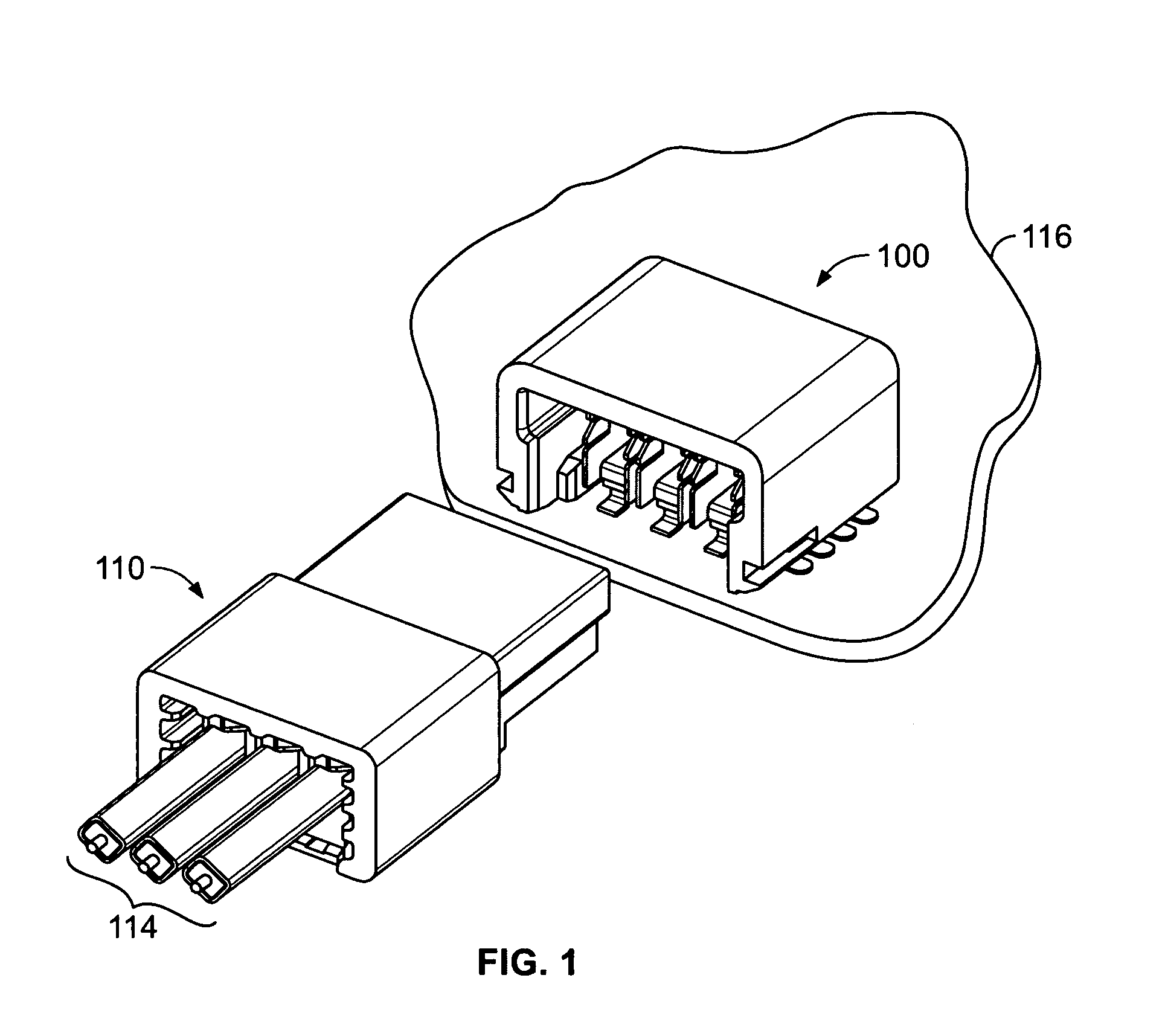 RF connector with adjacent shielded modules