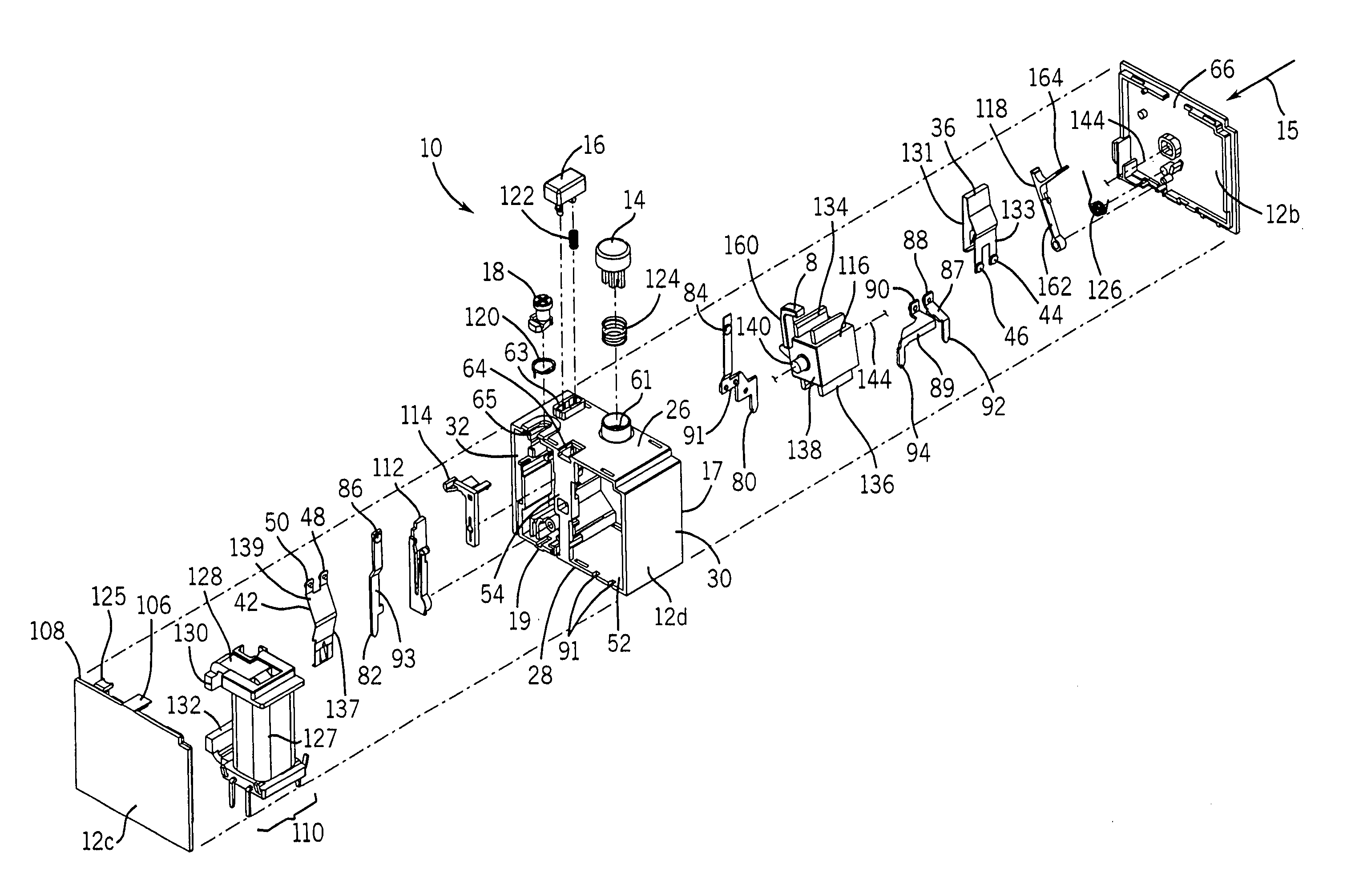 Trip-free PCB mountable relay configuration and method