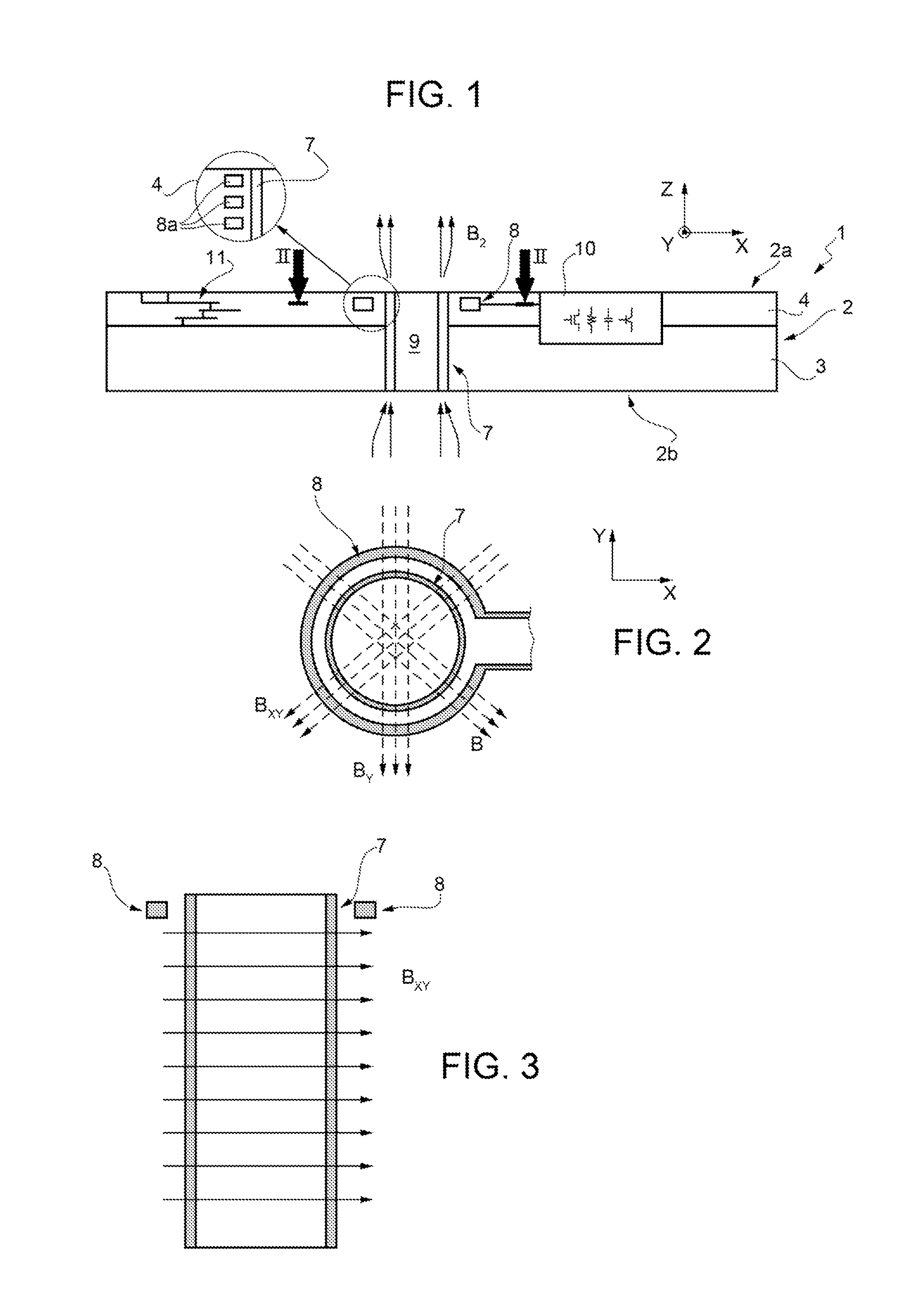 Magnetic sensor integrated in a chip for detecting magnetic fields perpendicular to the chip and manufacturing process thereof