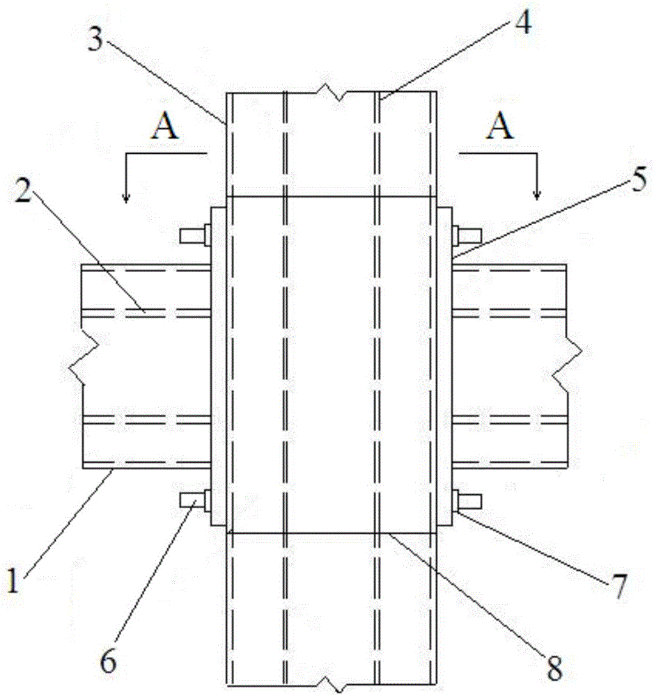 High-strength concrete-filled steel tube column-beam joint structure and construction method thereof