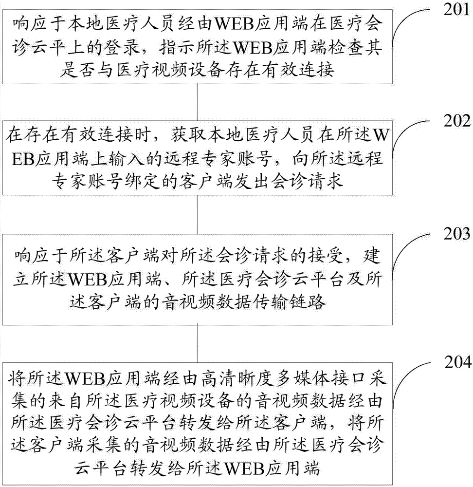 Remote medical consultation method and system, and WEB application terminal