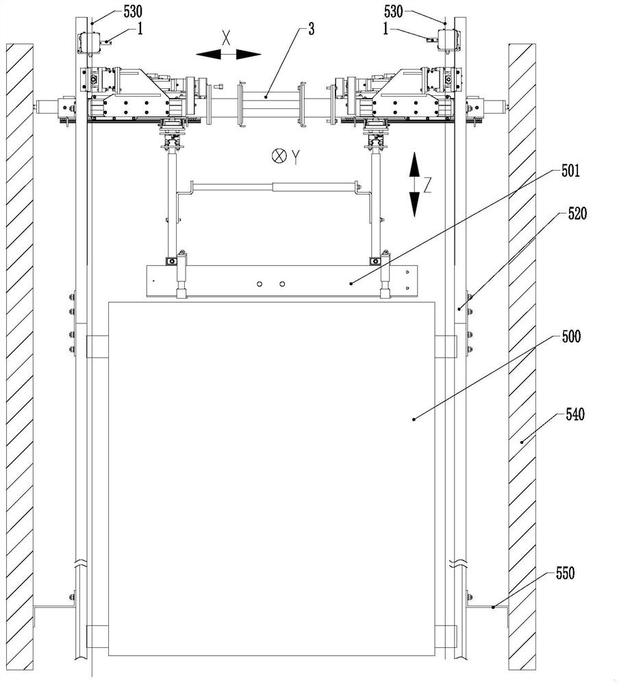 Elevator guide rail straightness measurement and automatic calibration device and application thereof