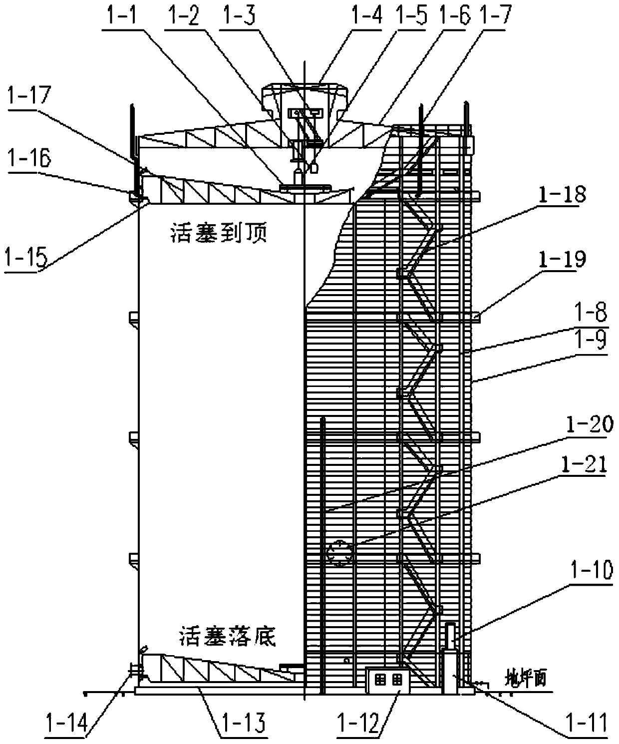 A method for rebuilding a polygonal thin oil-sealed dry-type gas holder into a single-section rubber-membrane-sealed dry-type gas holder