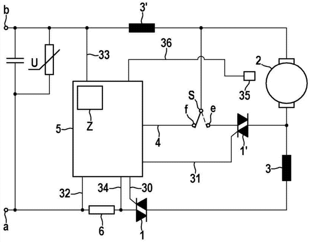 Method and device for electrodynamically braking a universal motor