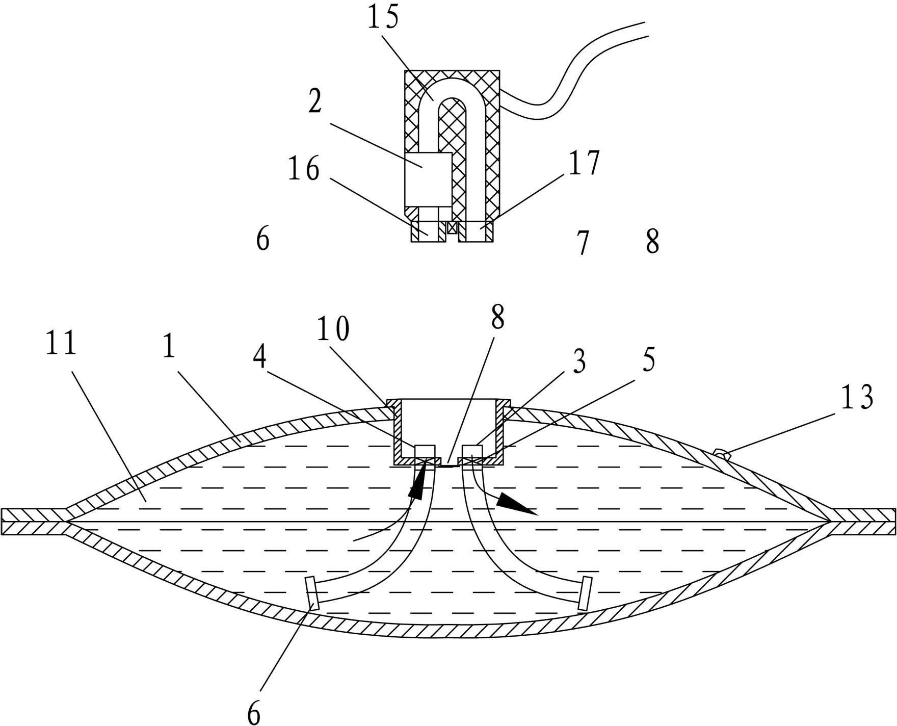 Water circulating hot-water bag for water pump heat exchange type hand warmer