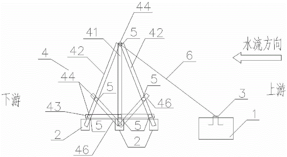Riverway truss type anchor pulling anti-floating device and construction method thereof