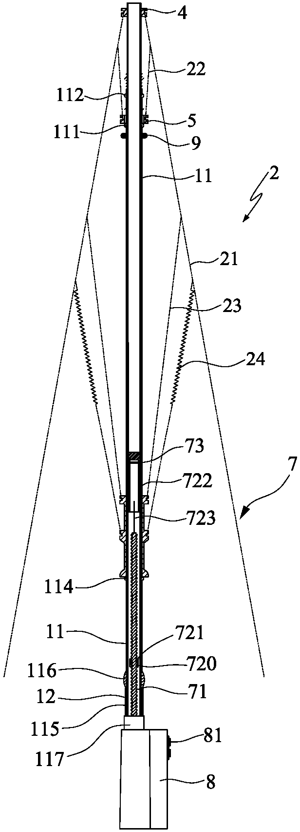 Unfolding structure of full-automatic stick umbrella