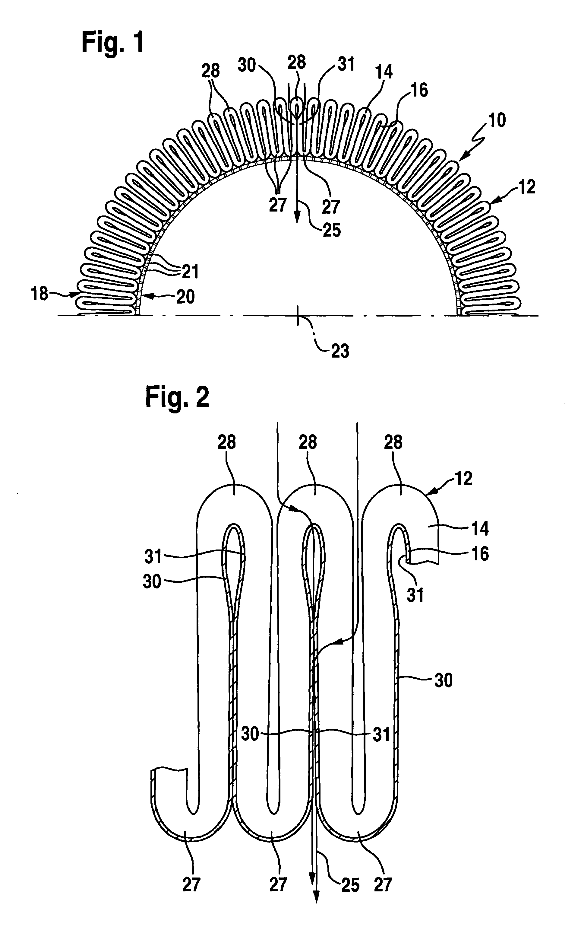 Corrugated or pleated flat material