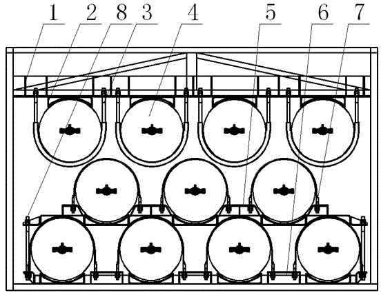Arrangement structure of multi-layer CNG cylinders