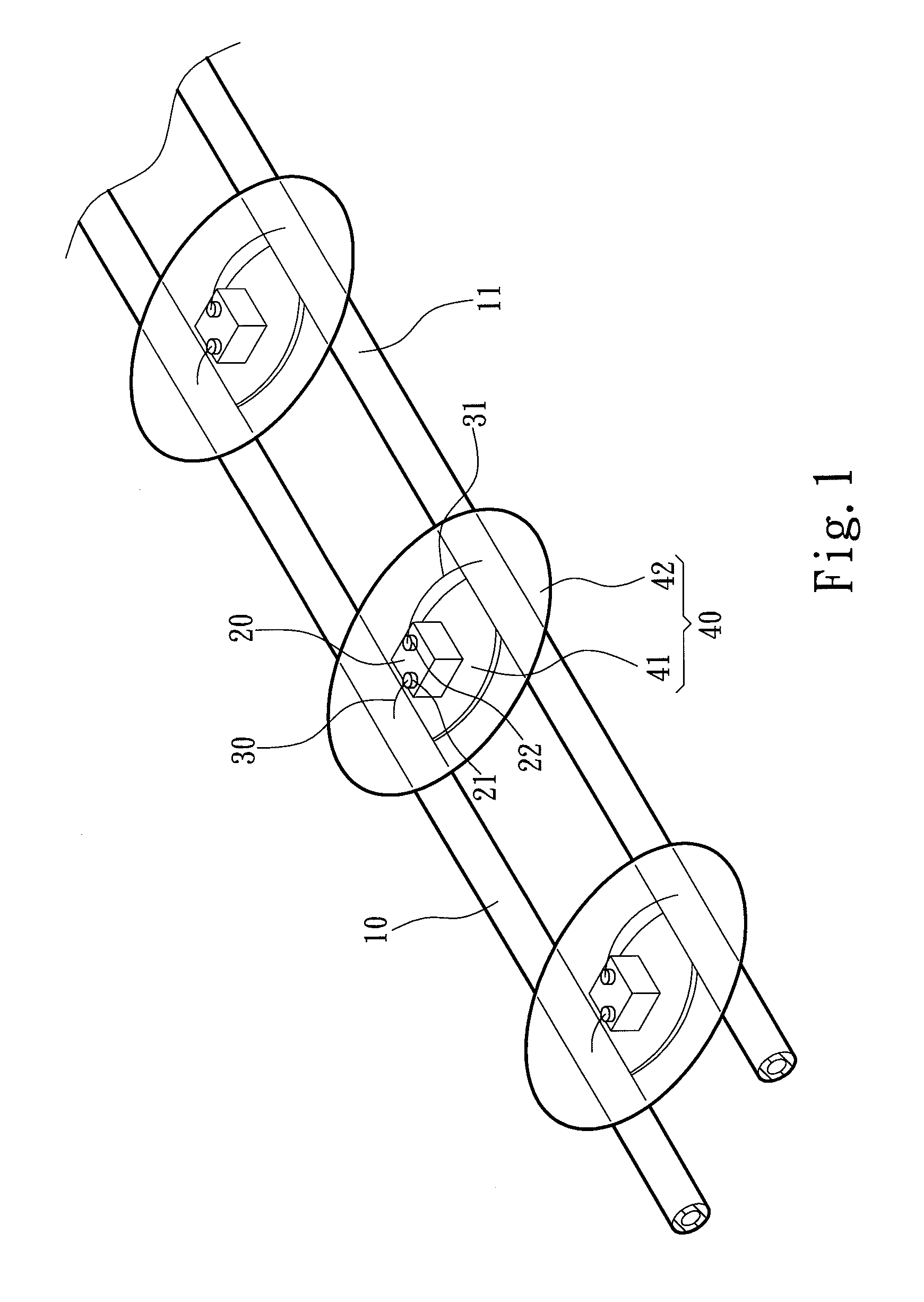 Lamp string structure for emitting light within wide area