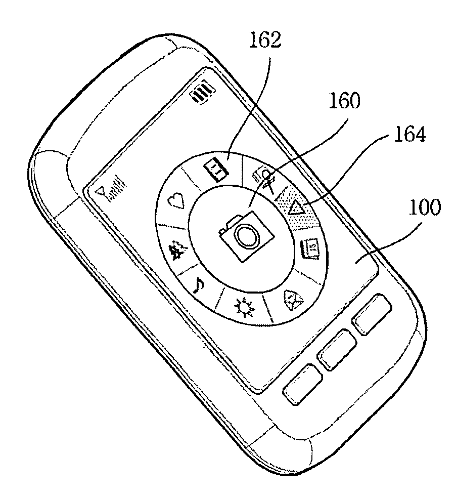 Mobile terminal having rotating input device and method for operating the mobile terminal