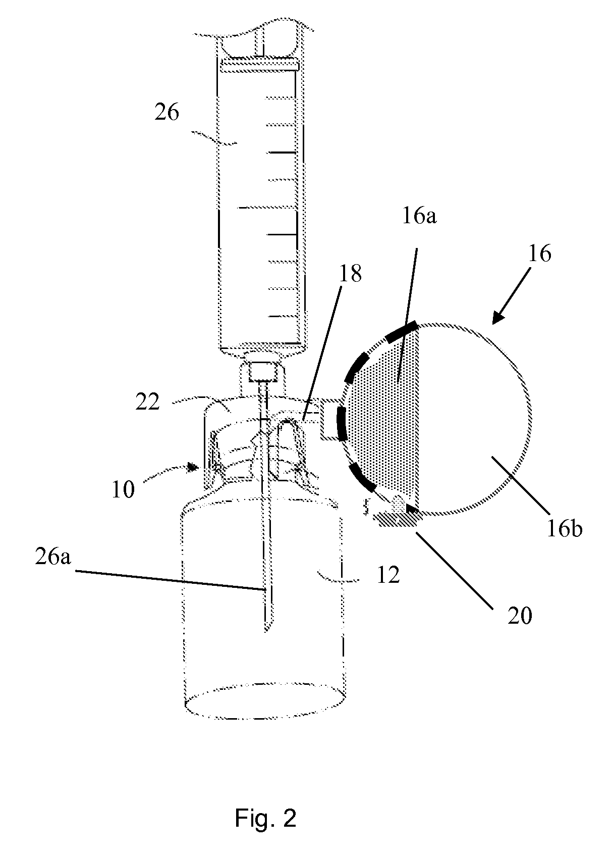 Pressure equalizing device, receptacle and method