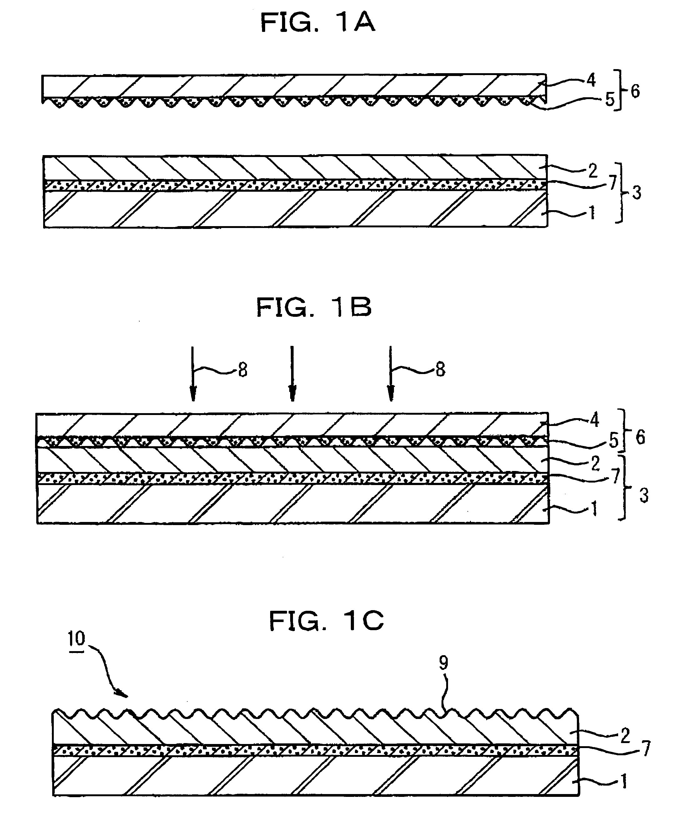 Method for forming fine concavo-convex patterns, method for producing optical diffraction structure, and method for copying optical diffraction structure