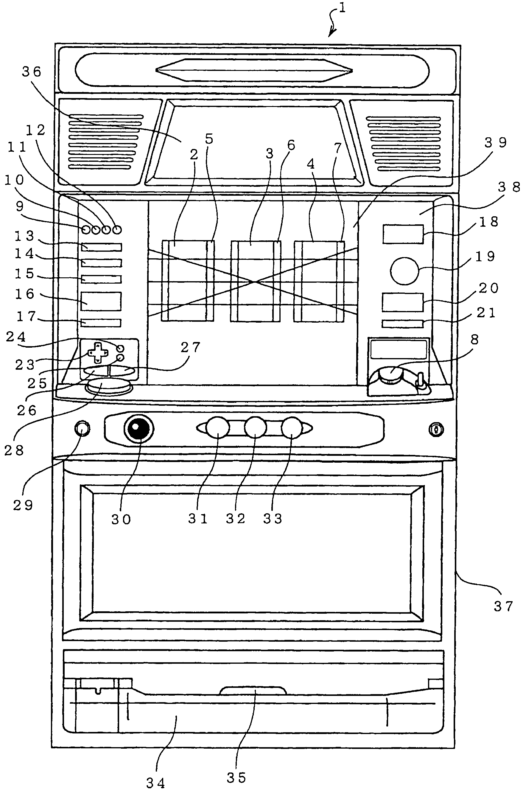 Gaming machine having transparent LCD in front of variable display device, the LCD having a light-guiding plate and a reflective plate