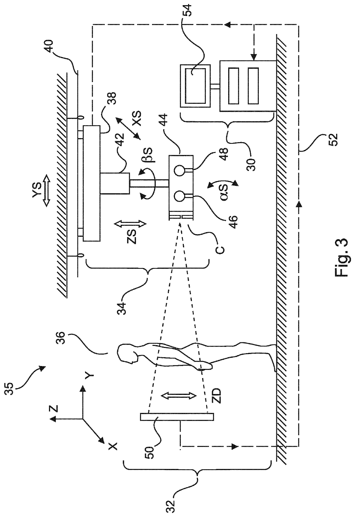 X-ray apparatus having a composite field of view