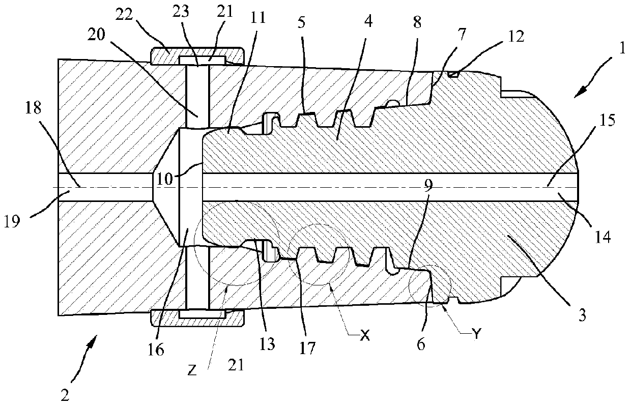 Screw-in tool and tool receiving device for such a screw-in tool