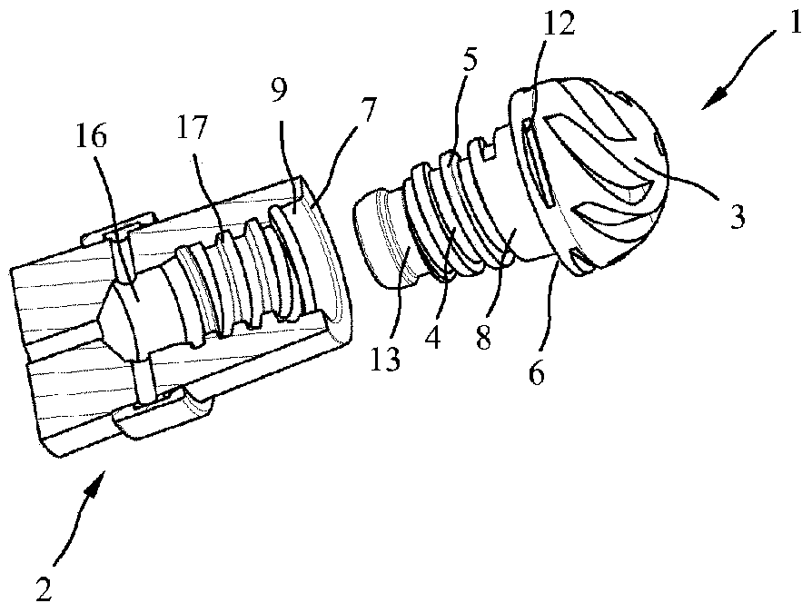 Screw-in tool and tool receiving device for such a screw-in tool