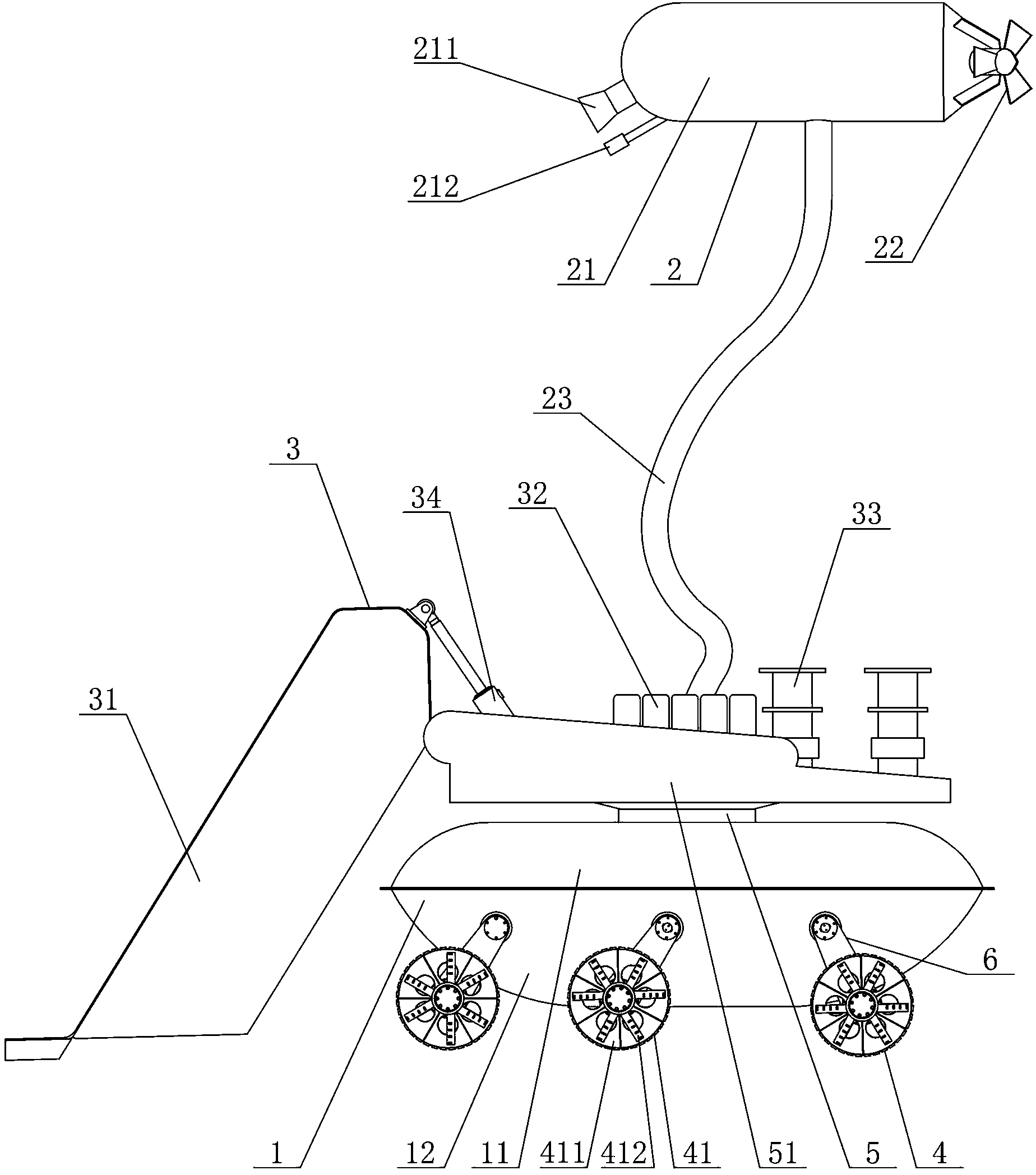 Seabed ore gathering vehicle